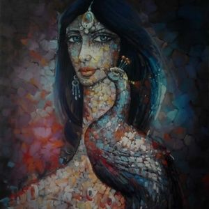 Abstract face oil paint on canvas size 24x36 inch